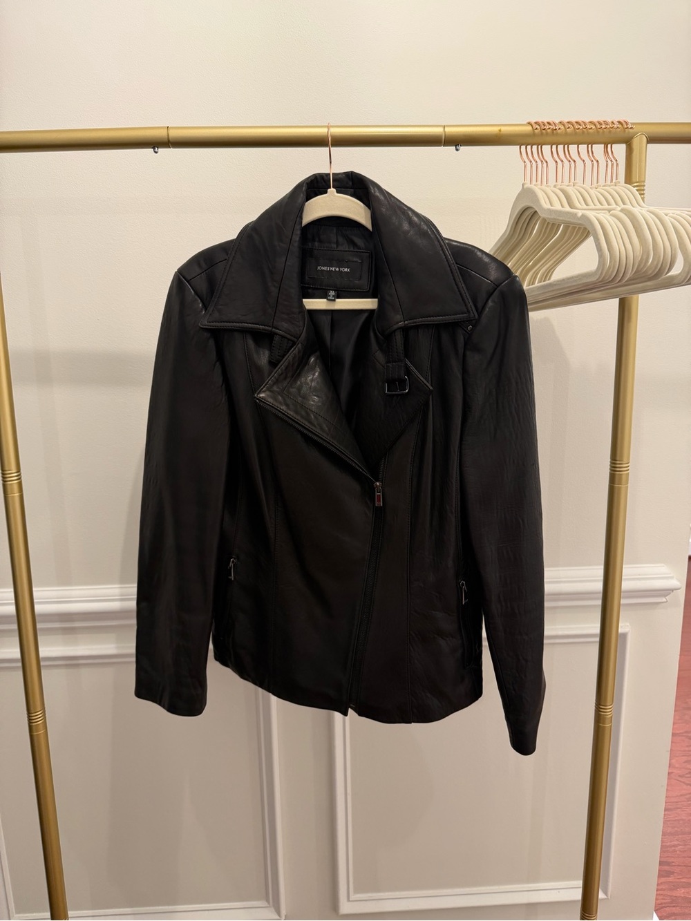 Jones New York Black Leather Moto Jacket